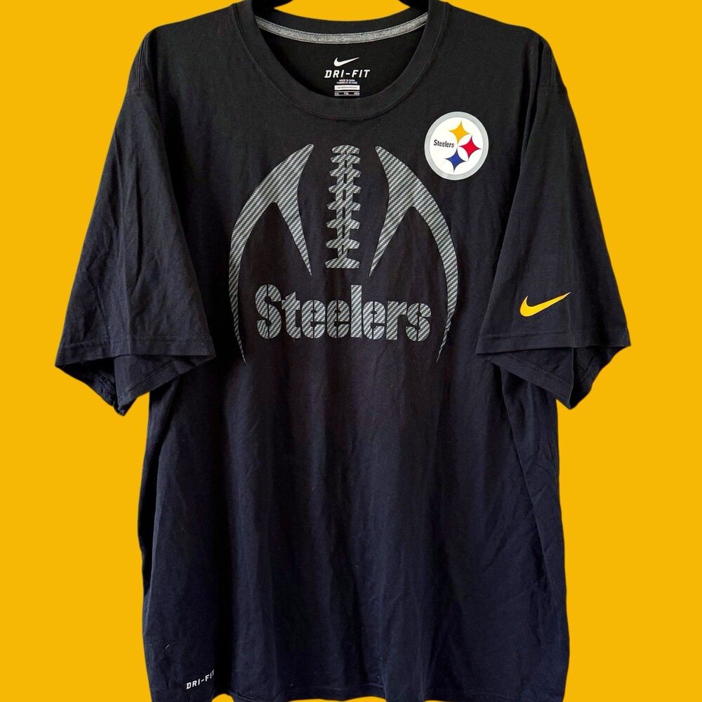 Pittsburgh Steelers Shirt XXL 2XL Black Dri-Fit Short Sleeve NFL Football Nike